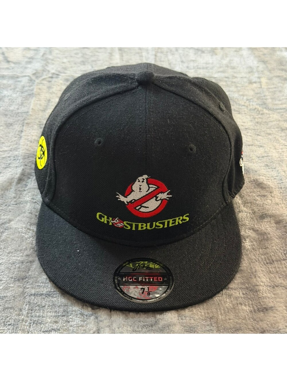 Headgear Classics Ghostbusters Fitted Hat 7 1/8 Black Stay Puft Biohazard Cap
